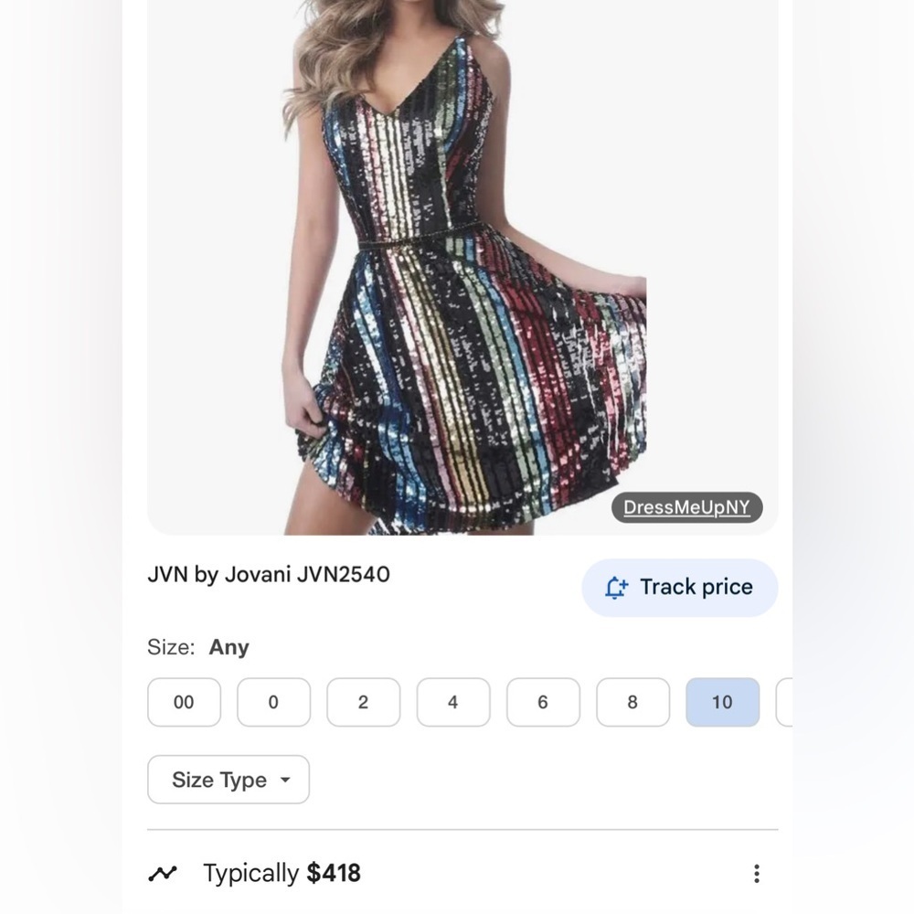 JVN by Jovani Multi Sequin V Neck Fit and Flare Short Dress JVN2540 - Picture 16 of 16